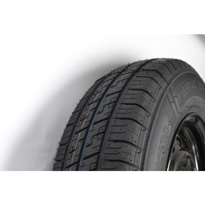 Tire on black rim 185R14C 67/112/5/30 104N