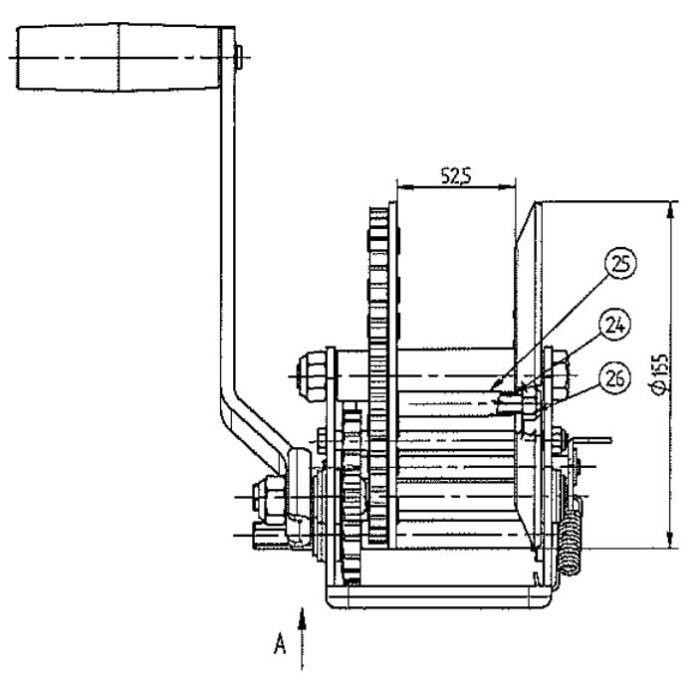 Knott cabrestante manual 900kg cinta de 7 metros