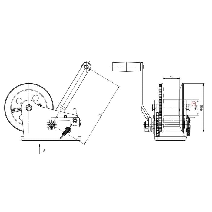 Knott cabrestante manual 1150 kg cable de cabrestante 10 metros