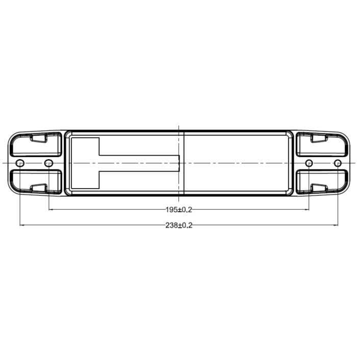 LED Achterlicht 12V/24V 256x49,5x24mm met 30cm kabel