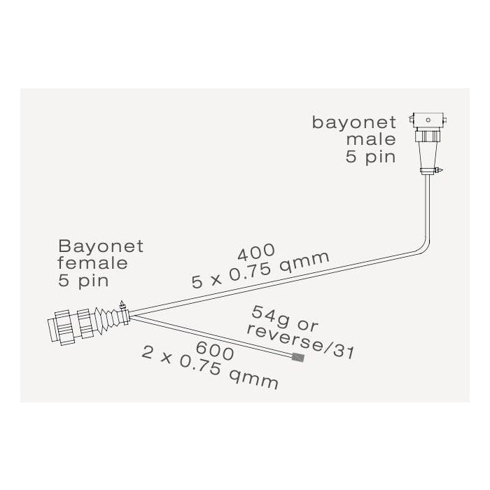 Aspock 5-polige adapterkabel met aftakking voor mist/achteruitrijlicht