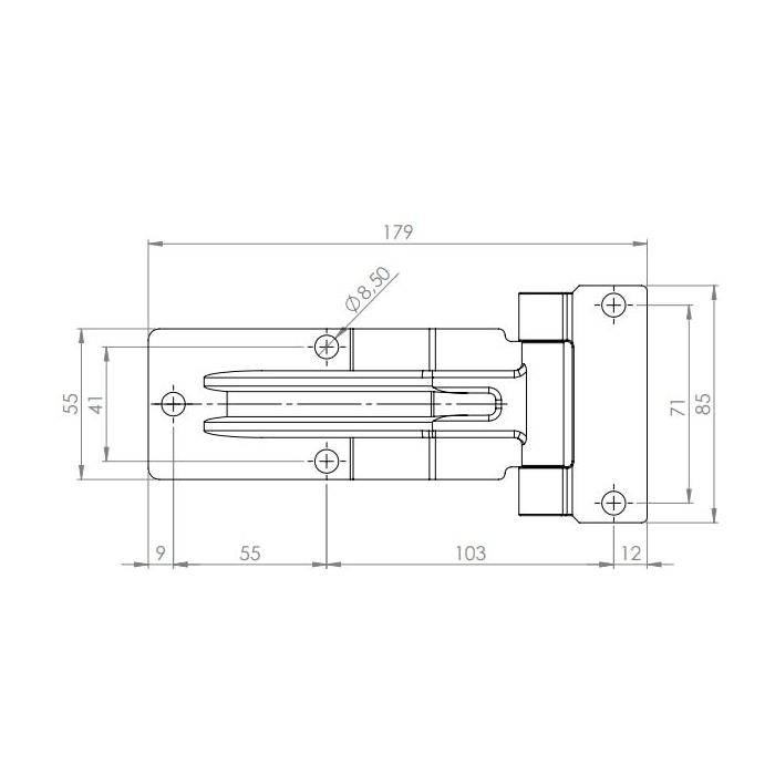 Zijdeurscharnier 150x65 mm RVS