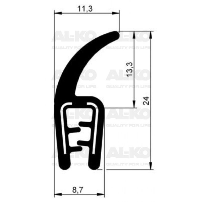Atec profilé de serrage de porte en caoutchouc U+flap (cadre poly)