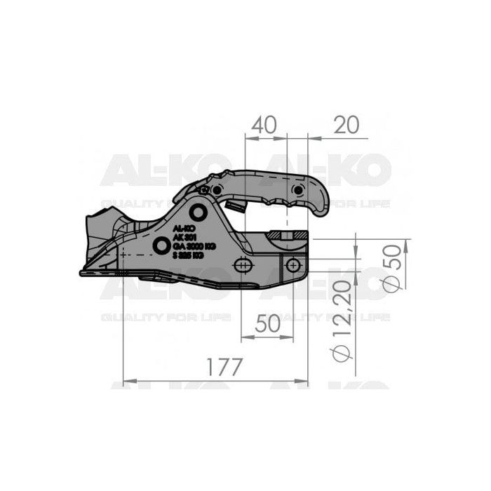 AL-KO koppeling AK301 R50 3000kg met vulbussen R45