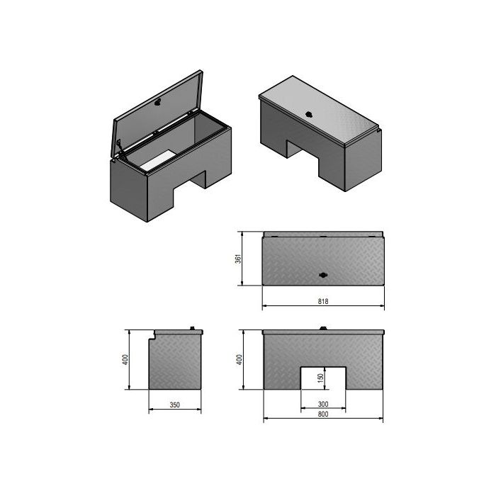 De Haan Ecoline V aluminium disselbak 800x350x400mm