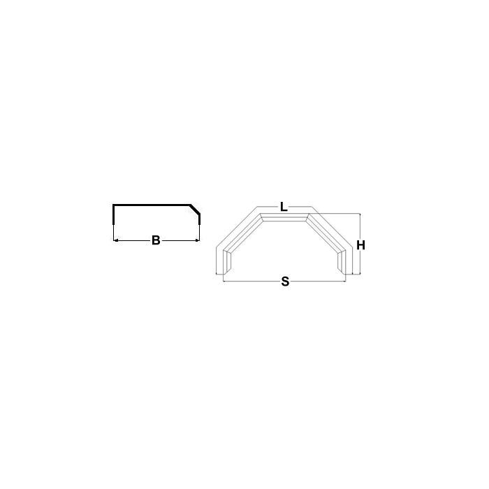 Aluminium spatbord enkelas B=200 H=350 S=750
