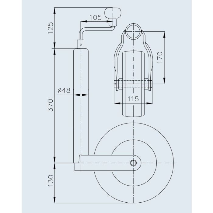 Winterhoff neuswiel vast rond 48mm met luchtband