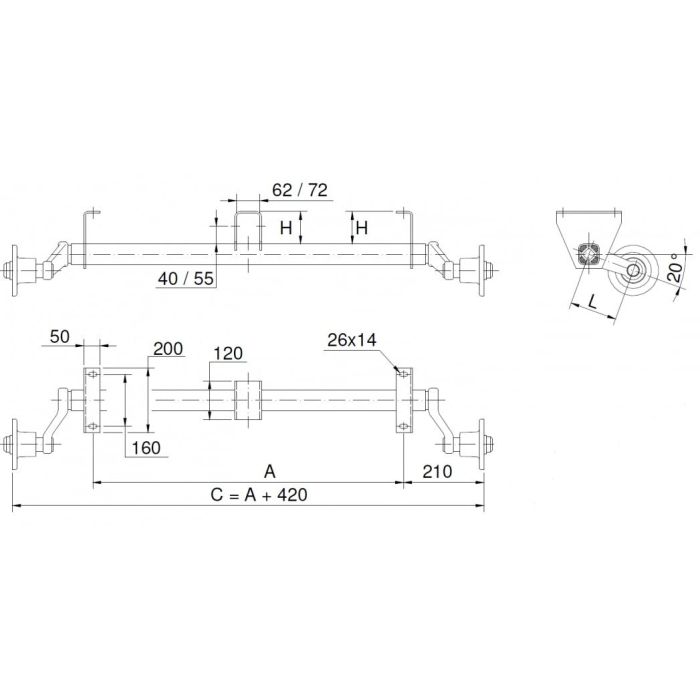 Schlegl as ongeremd 750kg 5 gaats hoge pad