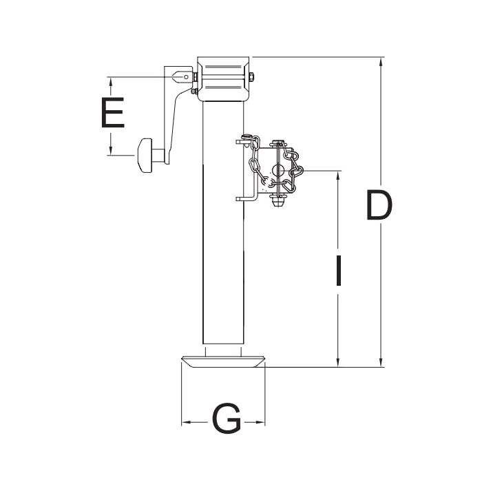 Simol steunpoot 1300kg Ø57mm lang model