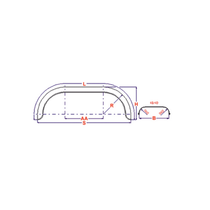 Universeel spatbord metaal tandem rond 220x1550 mm boottrailers