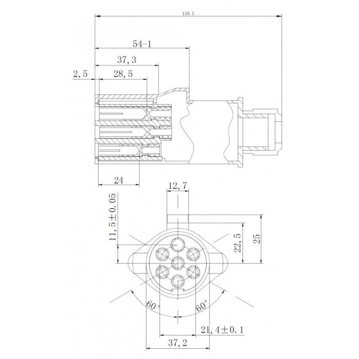 Enchufe de aluminio 24V N 7-polos