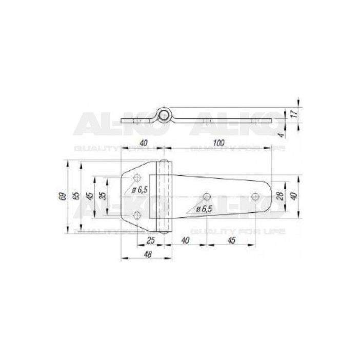 RVS scharnier zijwaarts 140x65/40 mm