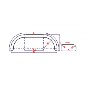Universeel spatbord metaal tandem rond 240x1500 mm