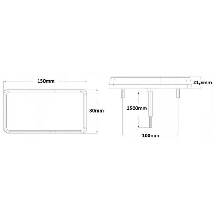 LED achterlicht 12/24V 150x80mm 25cm kabel