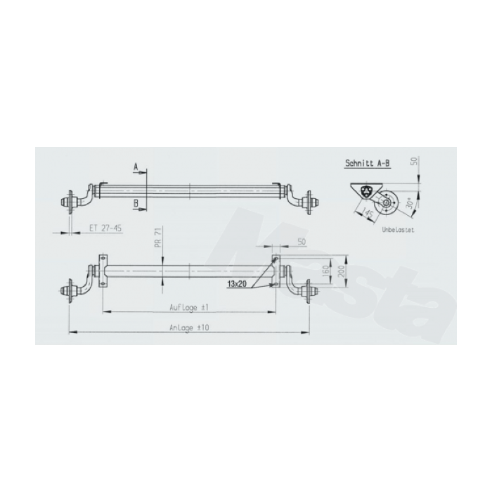 AL-KO as ongeremd 750 kg 4 gaats 719491 technische tekening