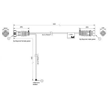 Aspock 8-polige adapterkabel met aftakking voor achteruitrijlicht