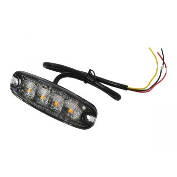 LED Flitslamp 4 LEDs oranje slimline R65 R10 15W 12V / 24V