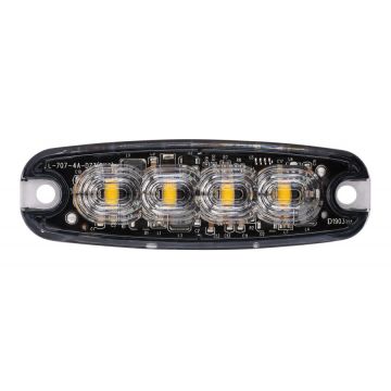 LED Flitslamp 4 LEDs oranje slimline R65 R10 15W 12V / 24V