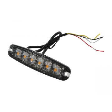 LED Flitslamp 6 LEDs oranje slimline R65 R10 20W 12V / 24V