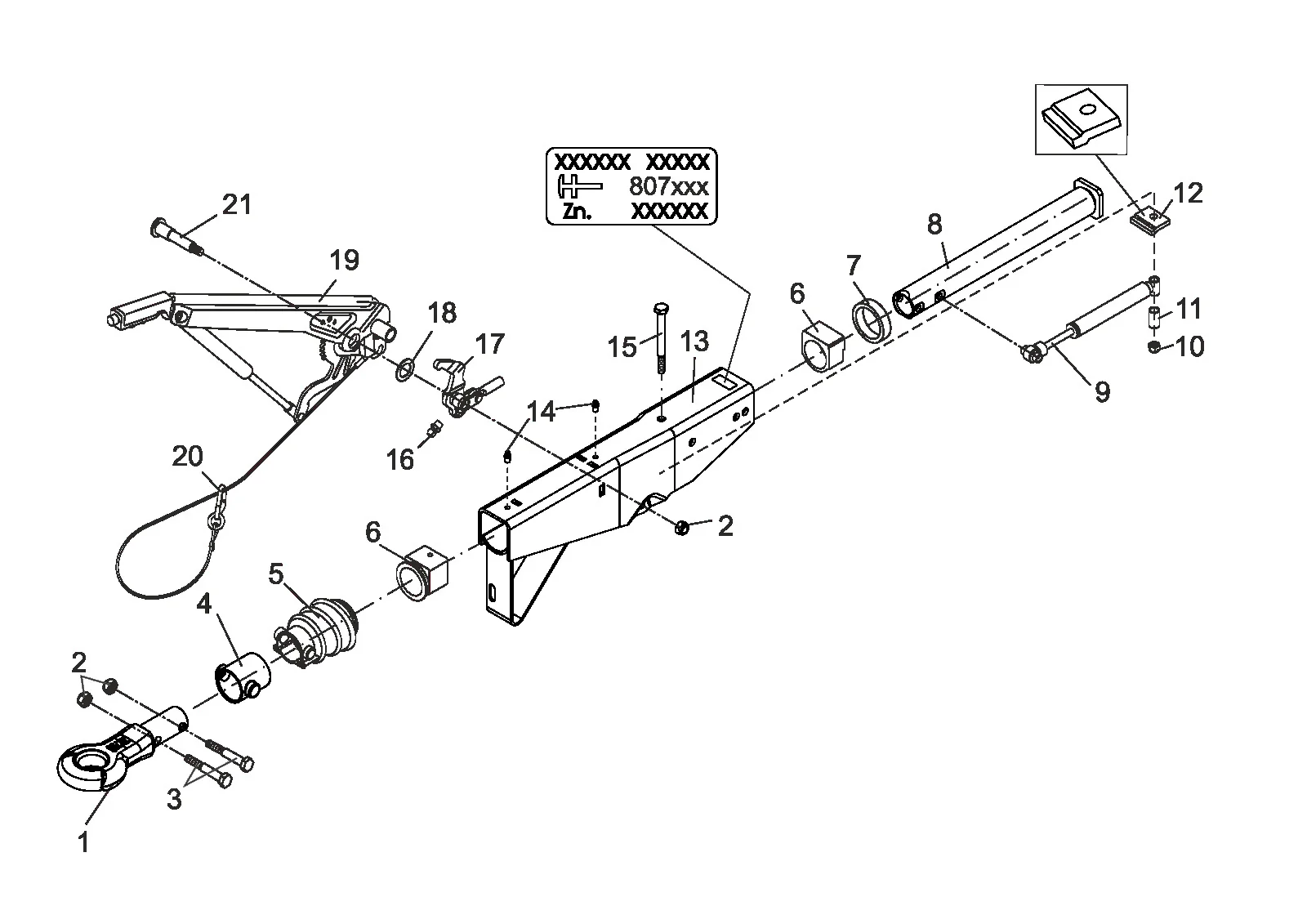 Plano de despiece para AL-KO ETI 807007 – Inercia dispositivo cuadrado 70 161s reinforced choque absorbers