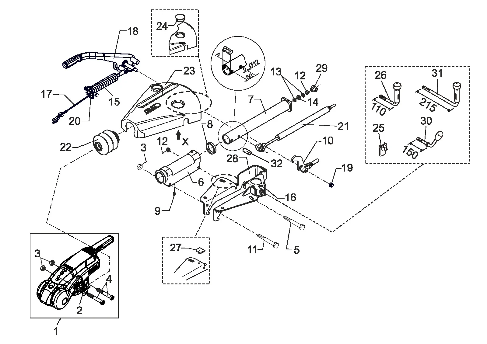Plano de despiece para AL-KO ETI 807115 – Inercia dispositivo euro-2 tipo 200 V para vertical carga 120kg