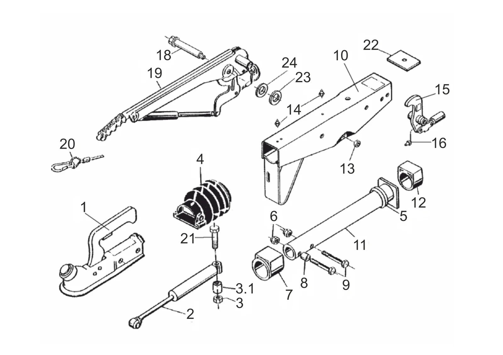 Exploded drawing for AL-KO ETI 811014 – Overrun device square 70 161S valid until 10/92