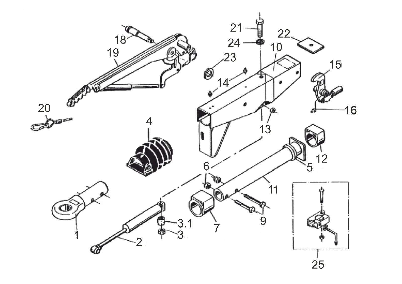 Exploded drawing for AL-KO ETI 811035 – Overrun device square 161S valid until 06/97