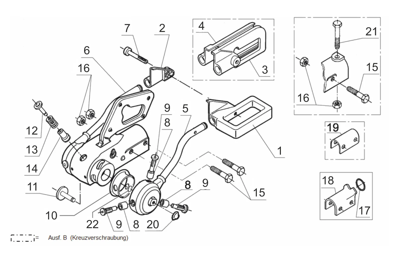 Exploded drawing for AL-KO ETI 811041 – AKS 2000 design A and B