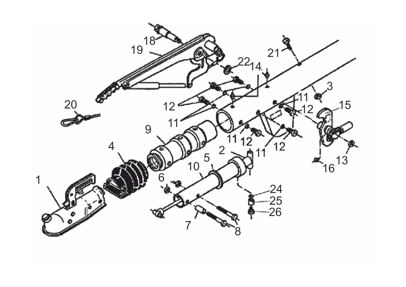 Plano de despiece para AL-KO ETI 811045 – Inercia dispositivo tipo 251r/a b tubo Ø88,9x5,6