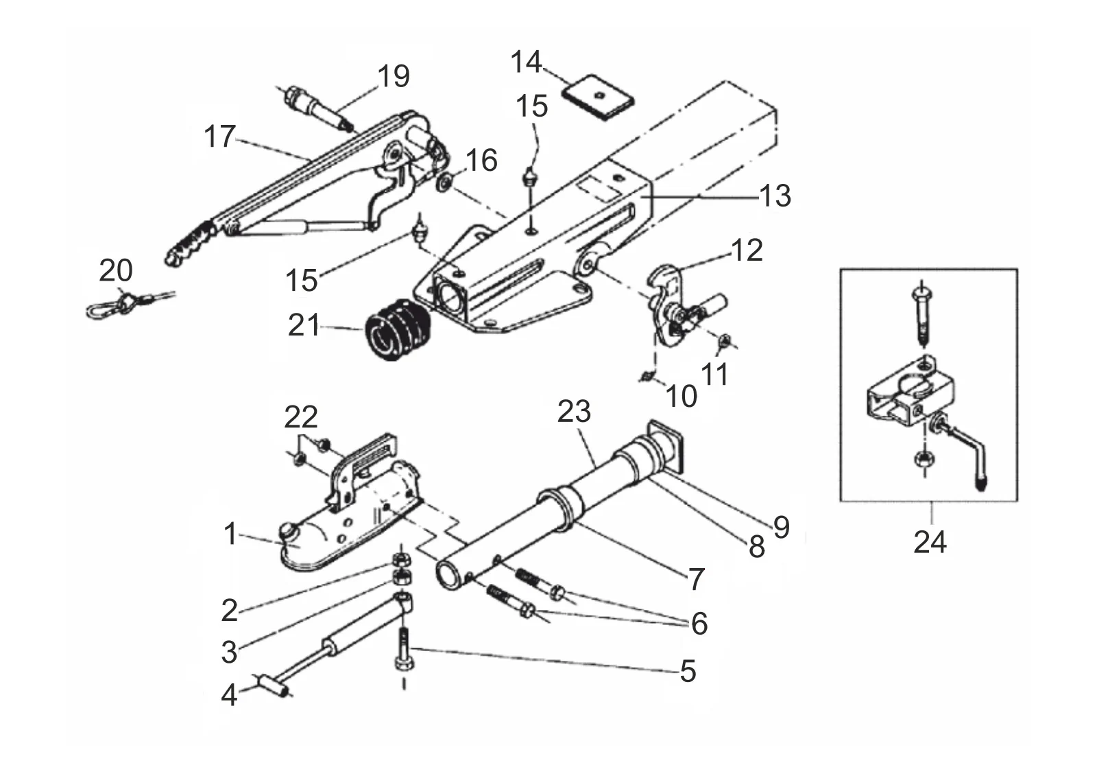 Exploded drawing for AL-KO ETI 811069 – Overrun device V/square 100S