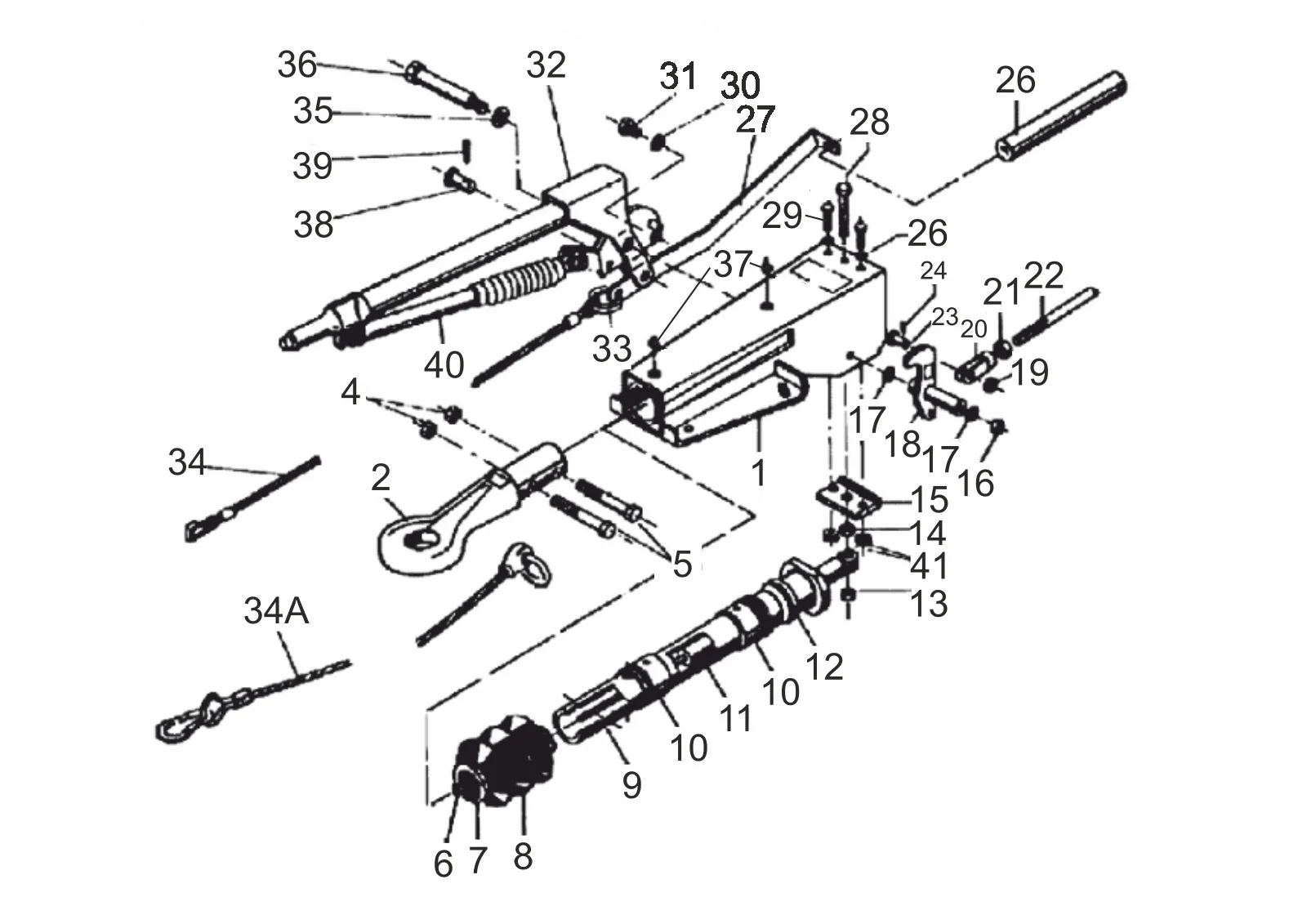 Exploded drawing for AL-KO ETI 811076 – Overrun device V 2,8VB/1-C valid until 09/95
