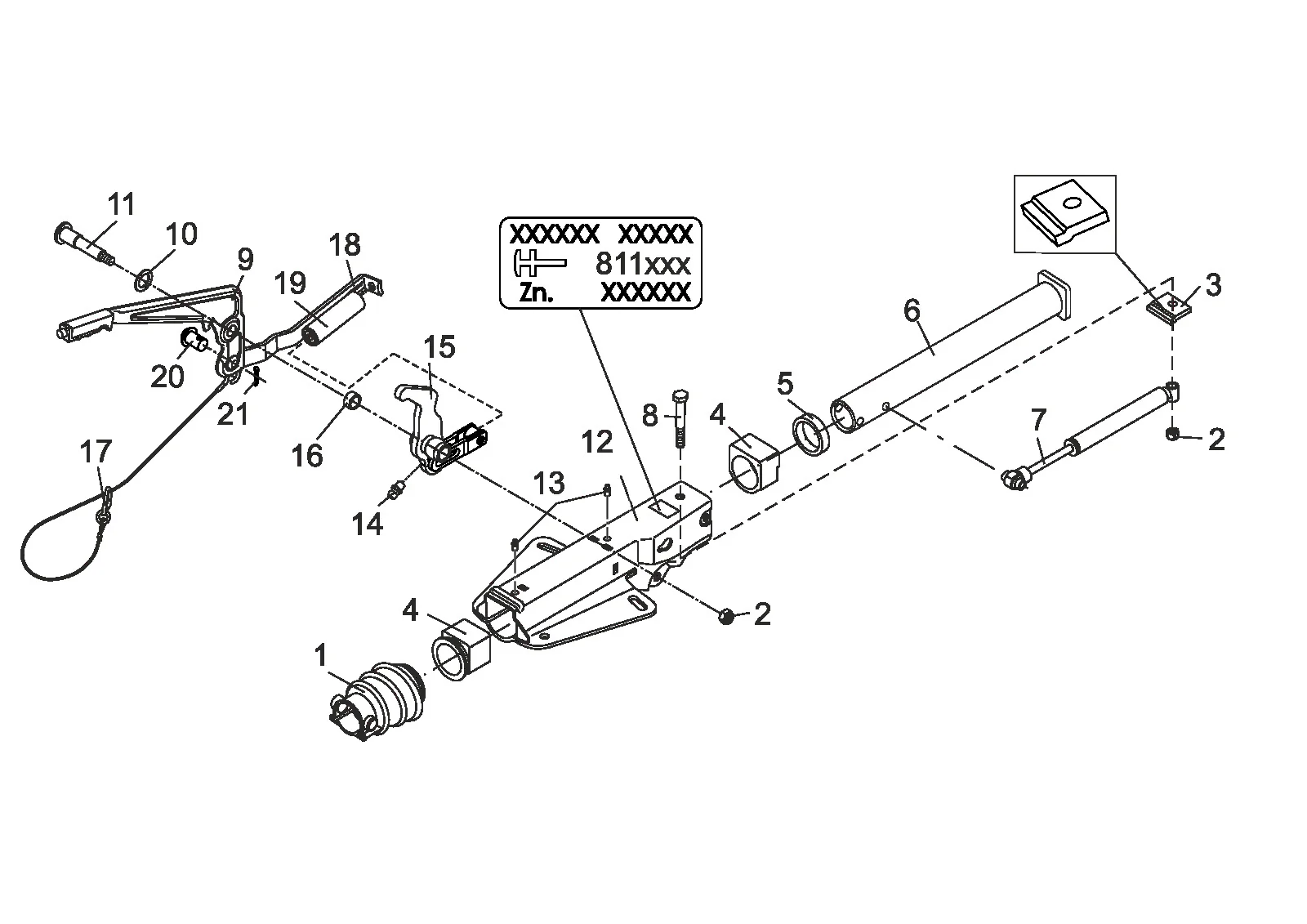 Exploded drawing for AL-KO ETI 811096 – Overrun device V 161S