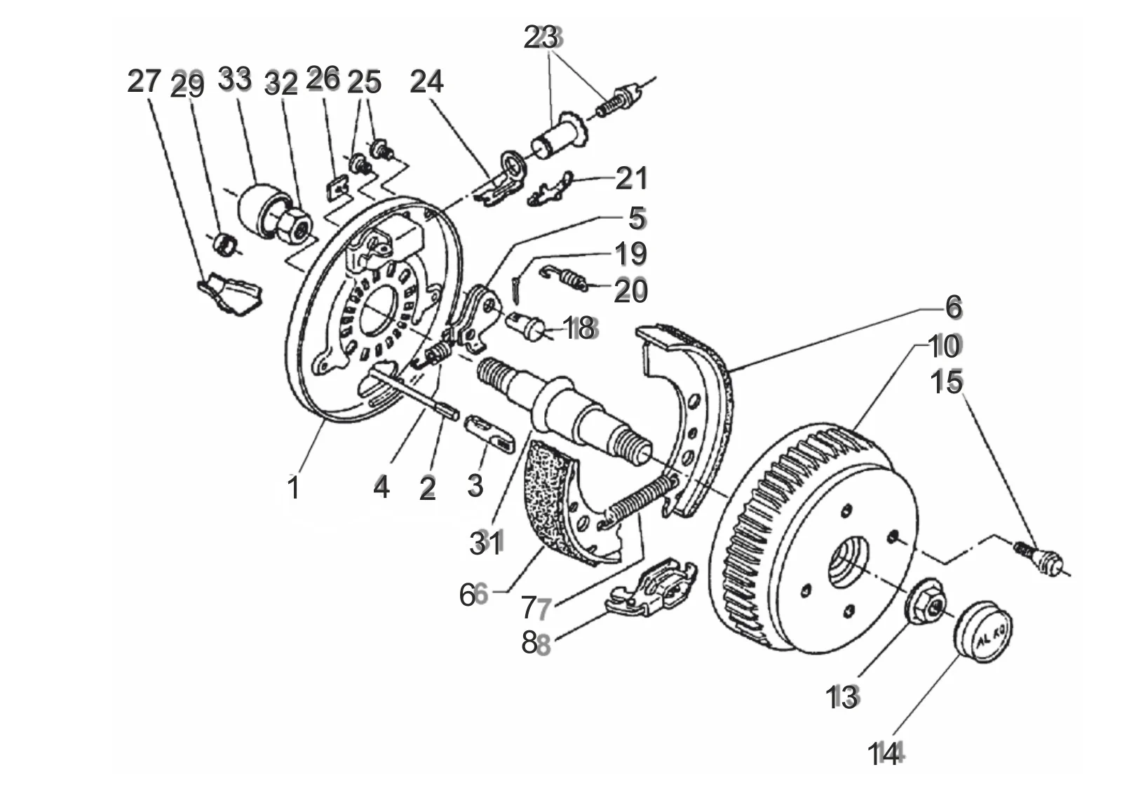 Exploded drawing for AL-KO ETI 811134 – Wheel brake EURO PLUS 1637