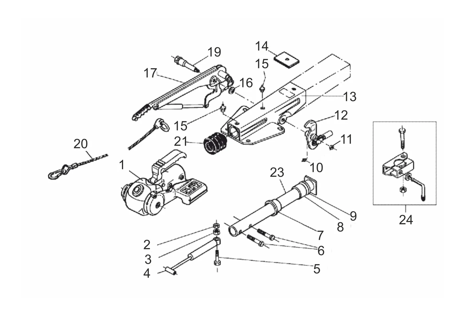 Exploded drawing for AL-KO ETI 811141 – Overrun device V 90S/3