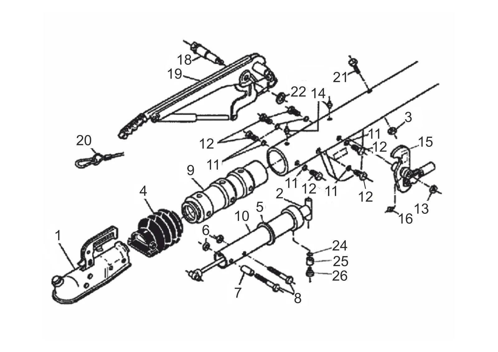 Exploded drawing for AL-KO ETI 811144 – Overrun device type 251R/E tube Ø88,9X8,8