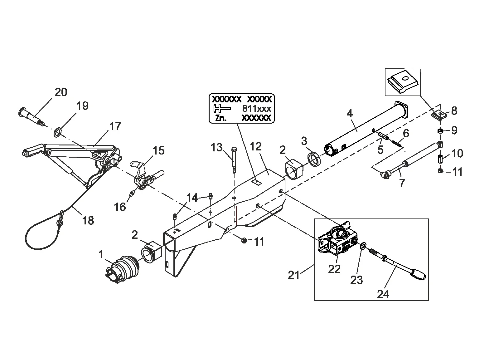 Overrun Scale Overrun device square 100 161S | Masta Trailers