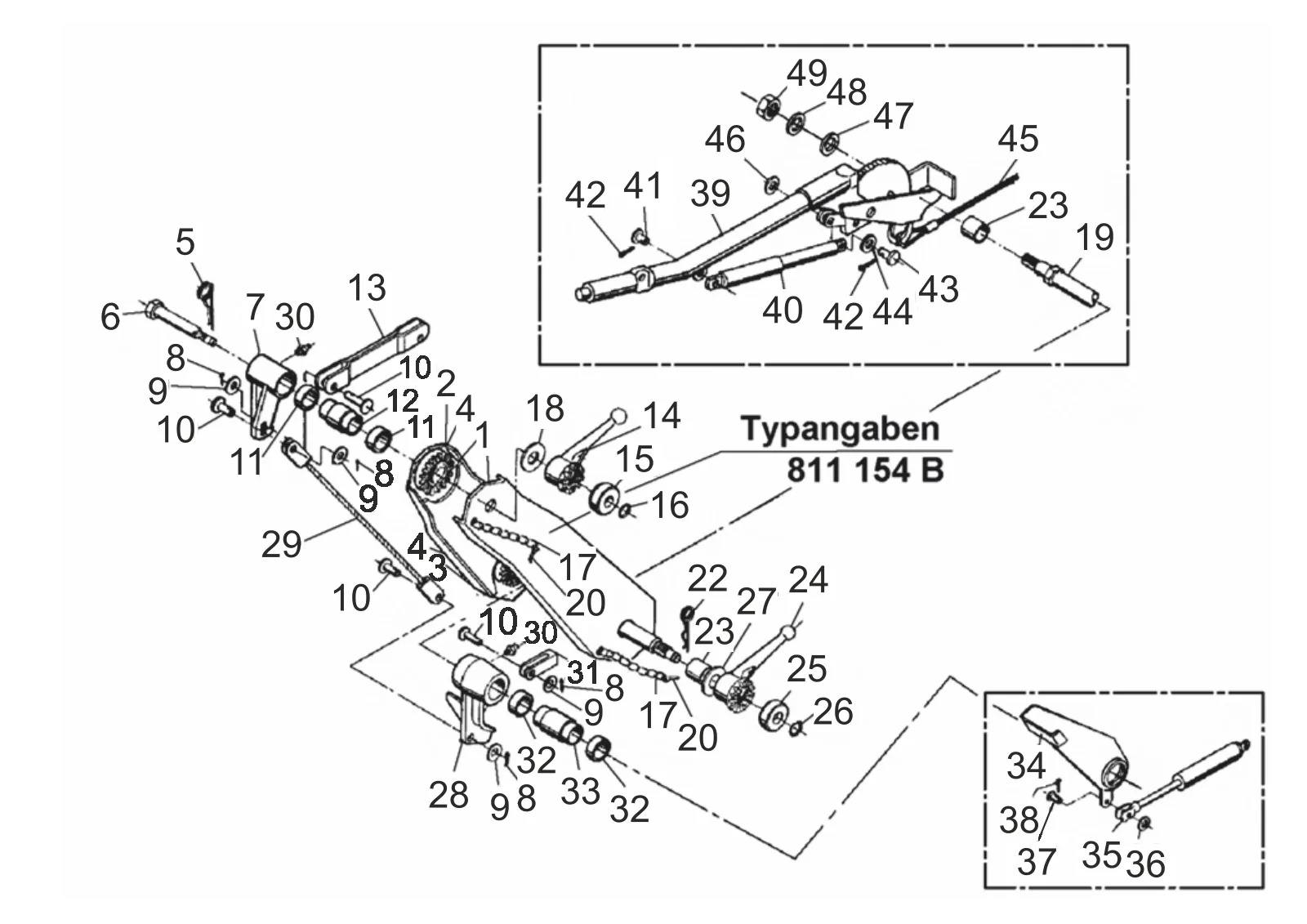 Plano de despiece para AL-KO ETI 811154B – Adaptador 251vb con mano freno palanca