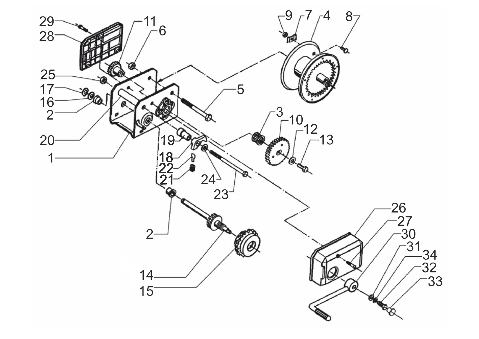Plano de despiece para AL-KO ETI 811179 – Cabrestante tipo 901 standard
