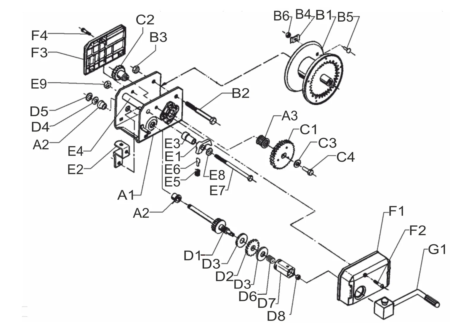 Plano de despiece para AL-KO ETI 811184 – Cabrestante tipo 1201a standard