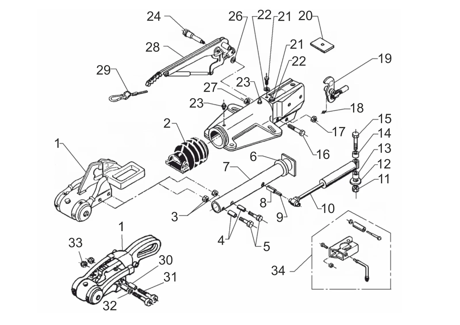 Exploded drawing for AL-KO ETI 811215 – Overrun device V 251G