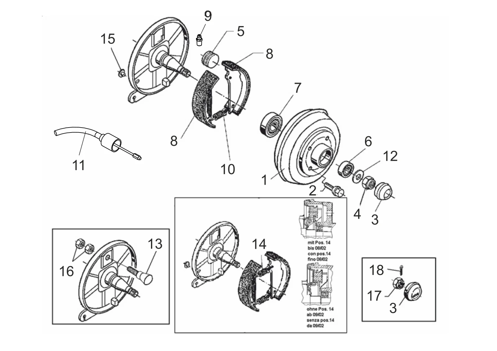 Explosietekening voor AL-KO ETI 811233 – Wiel rem per 135.30 without adjustment apparaat