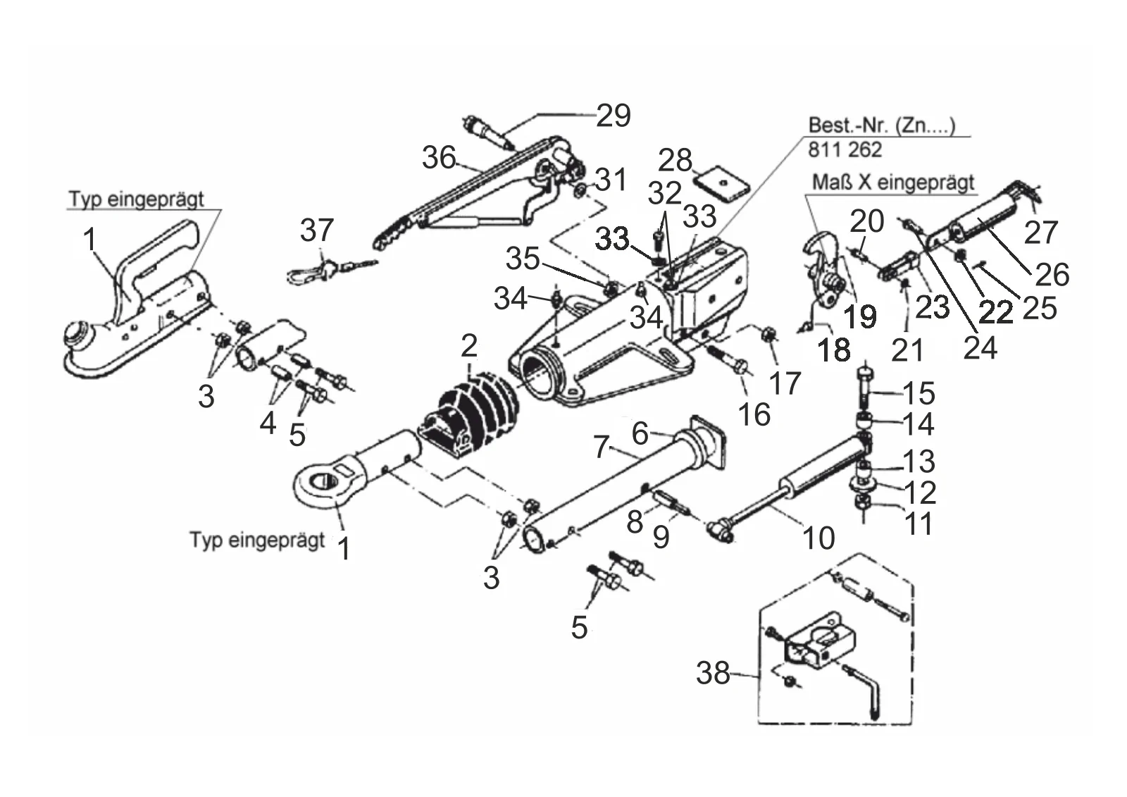 Exploded drawing for AL-KO ETI 811262 – Overrun device V 251G