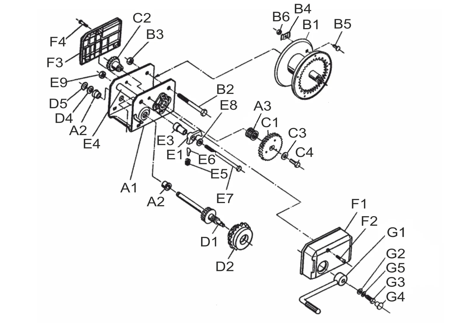 Exploded drawing for AL-KO ETI 811296 – Winch Typ 901 special crank