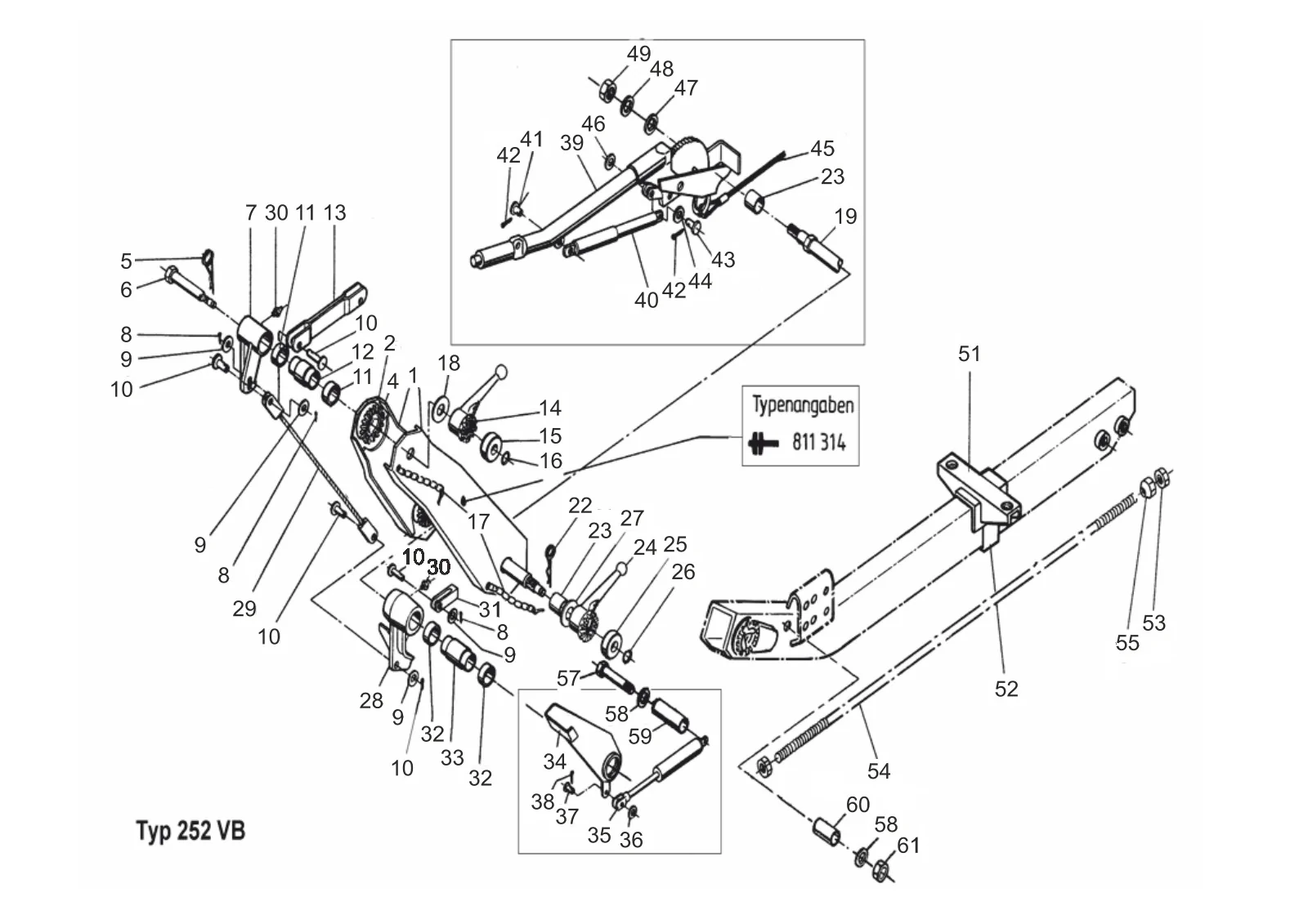 Plano de despiece para AL-KO ETI 811314 – Adaptador 252vb con rueda freno palanca