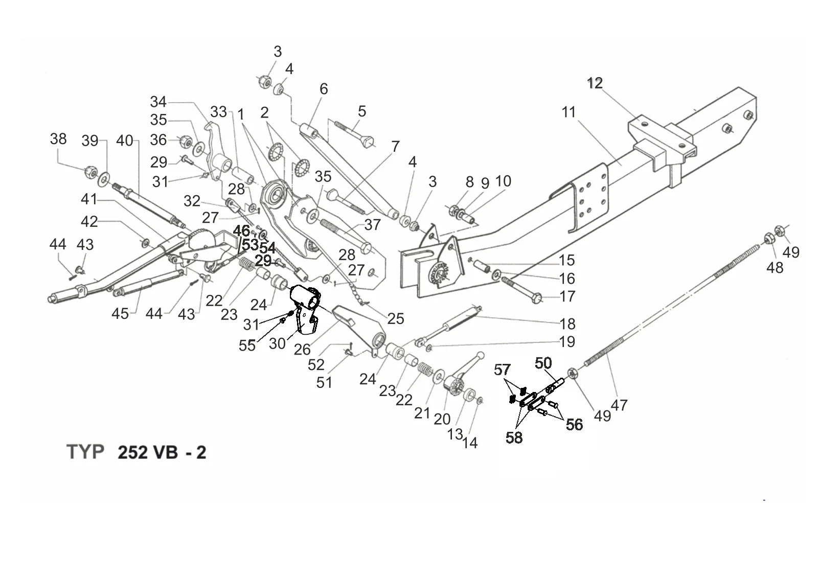 Plano de despiece para AL-KO ETI 811335 – Barra de tiro 252vb-2 con adaptador