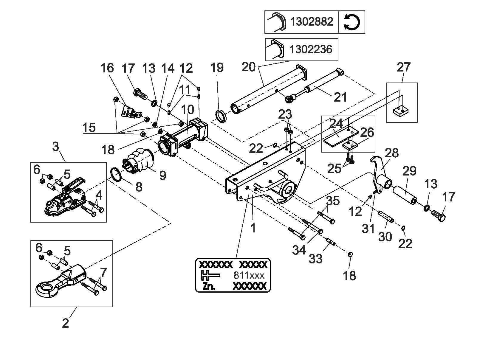 Exploded drawing for AL-KO ETI 811345 – Overrun device 251VB-2