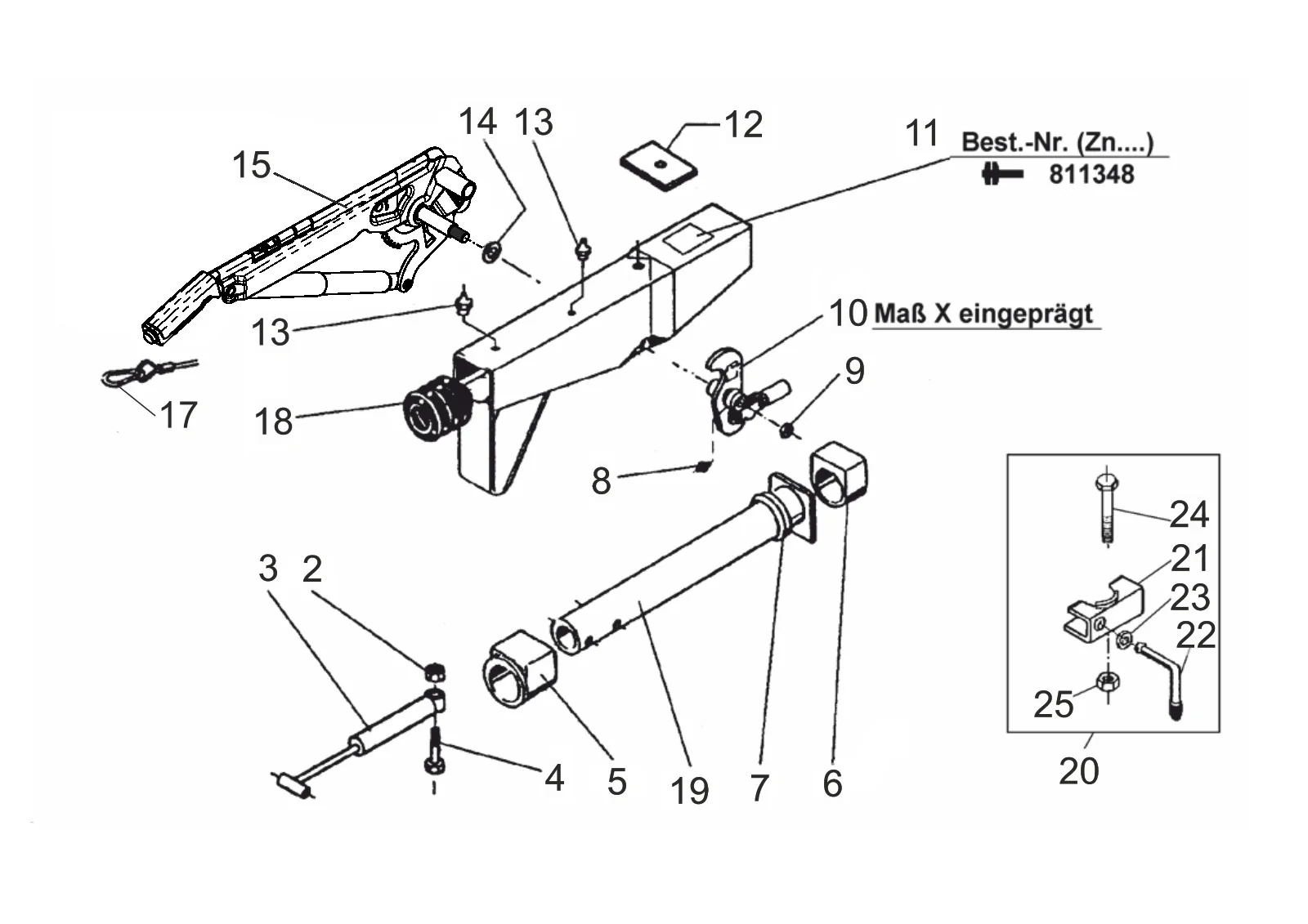 Exploded drawing for AL-KO ETI 811348 – Overrun device square 90S/3