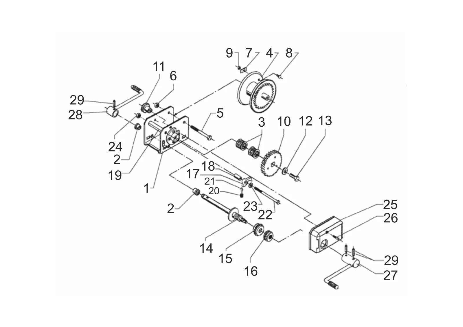 Plano de despiece para AL-KO ETI 811363 – Cabrestante tipo 651d
