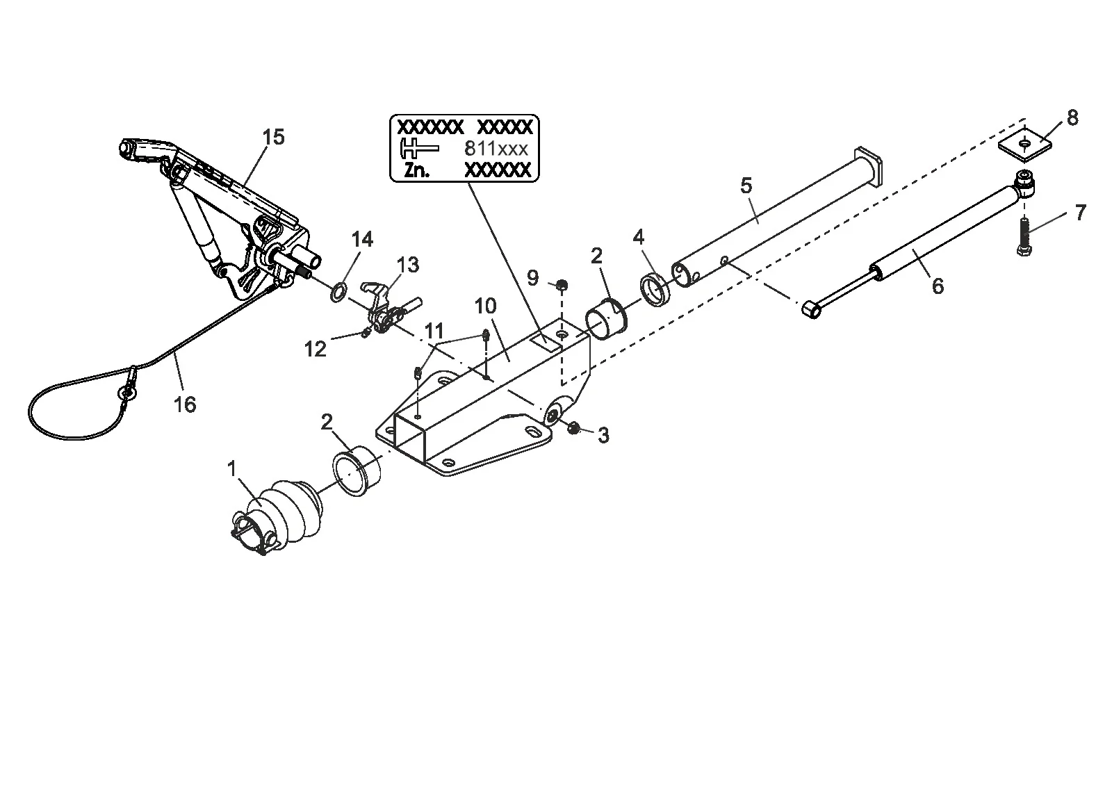 Exploded drawing for AL-KO ETI 811377 – Overrun device 60 S/2