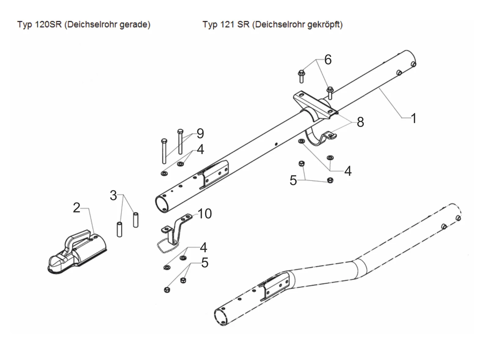 Exploded drawing for AL-KO ETI 811380 – Drawbar type 120SR/121SR